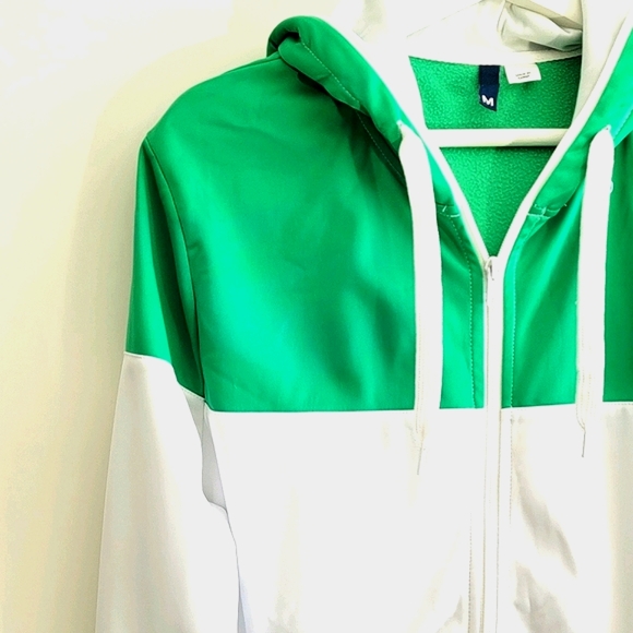 H&M Men's Green & White Zip Up Track Jacket - Picture 1 of 12